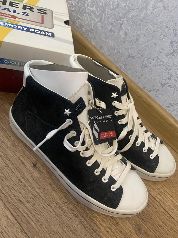 Кожані високі кеди! skechers!