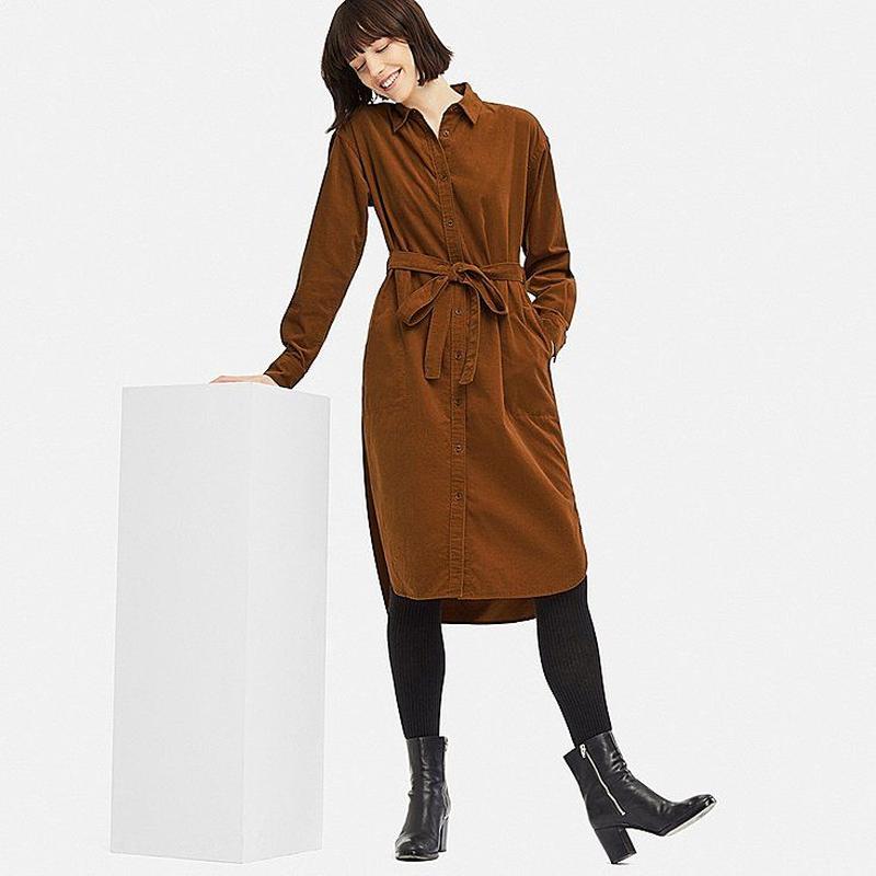 Довга вельветова сукня-сорочка uniqlo юнікло