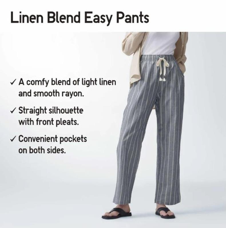 Штани з лляної суміші easy uniqlo