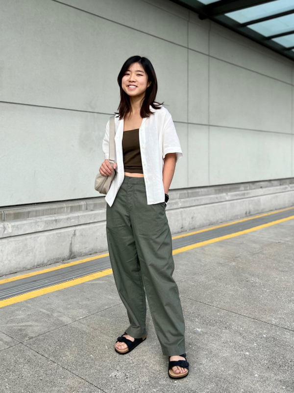 Льняні бавовняні звужені штани uniqlo