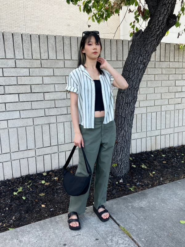 Льняні бавовняні звужені штани uniqlo