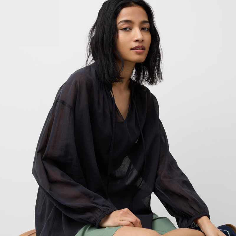 Об'ємна напівпрозора блузка uniqlo + jw anderson