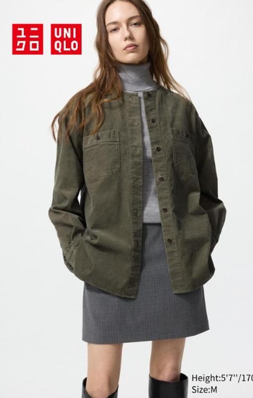 Вельветова довга сорочка-куртка uniqlo