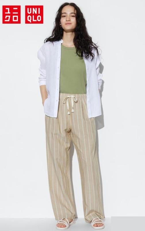 Штани з лляної суміші easy uniqlo
