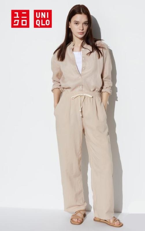 Штани з лляної суміші easy uniqlo