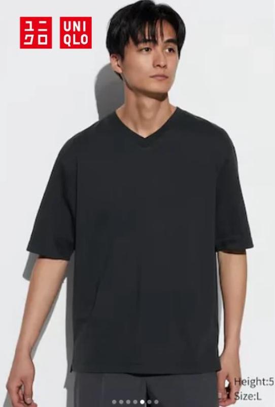 Бавовняна футболка з v-подібним вирізом airism uniqlo