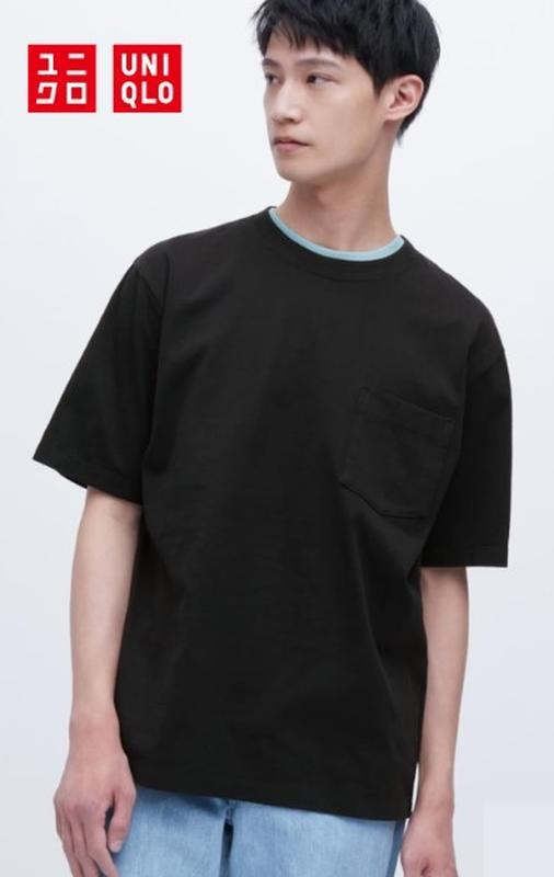 Чорна футболка slub cotton uniqlo
