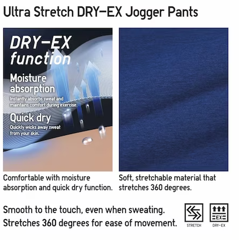Штани-джоггери ultra stretch dry-ex uniqlo
