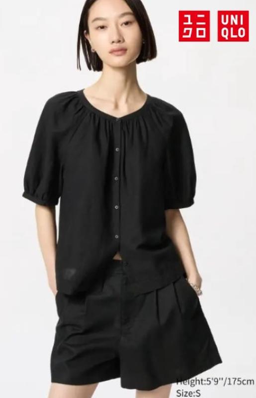 Блузка з суміші льону uniqlo