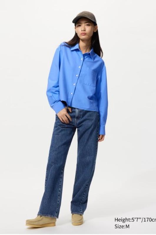 Оксфордская рубашка свободного кроя uniqlo