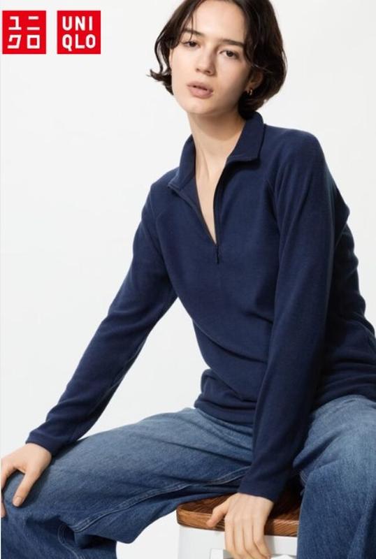 Флісовий лонгслів з коміром на блискавці  heattech uniqlo