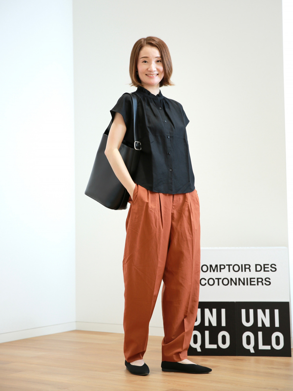 Штани з лляної суміші barrel leg uniqlo (модель на високих)