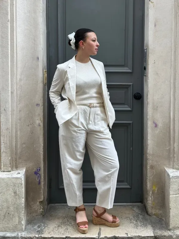 Штани з лляної суміші barrel leg uniqlo