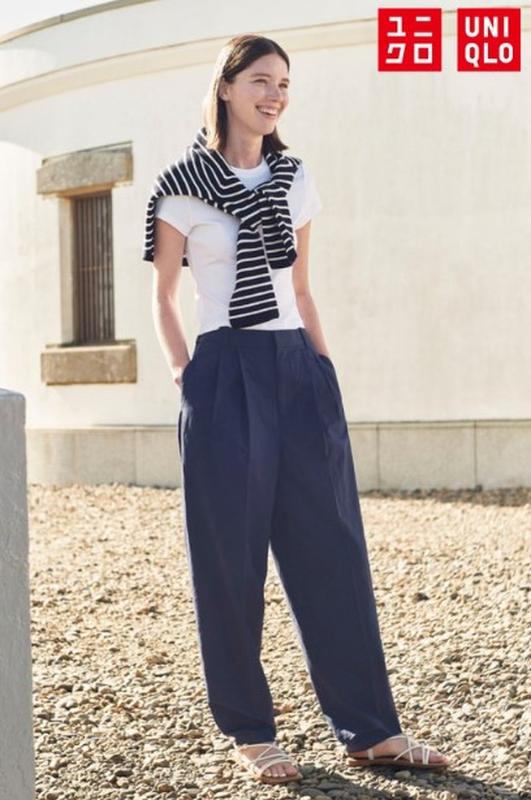Штани з лляної суміші barrel leg uniqlo