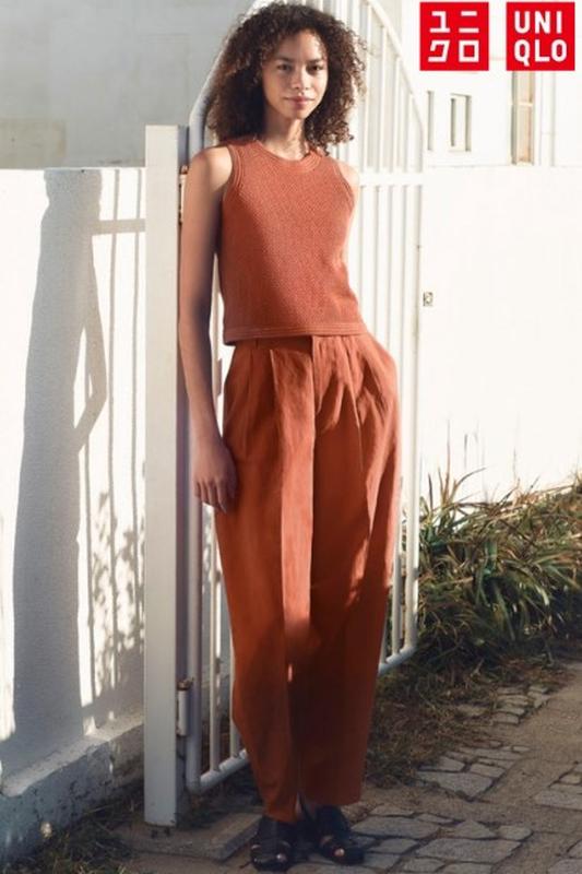Штани з лляної суміші barrel leg uniqlo