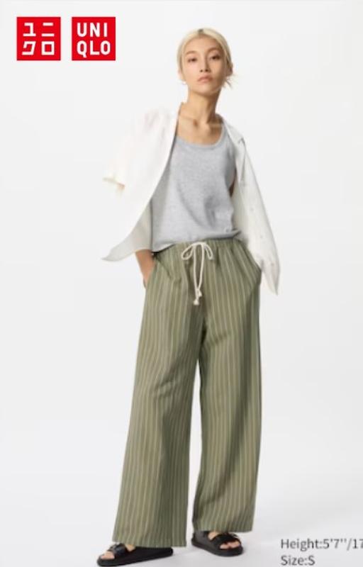Штани з суміші льону uniqlo