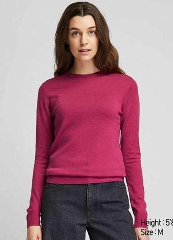 Жіночий светр з круглим вирізом з вовни мериноса uniqlo