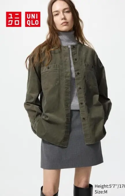 Вельветова довга сорочка-куртка uniqlo