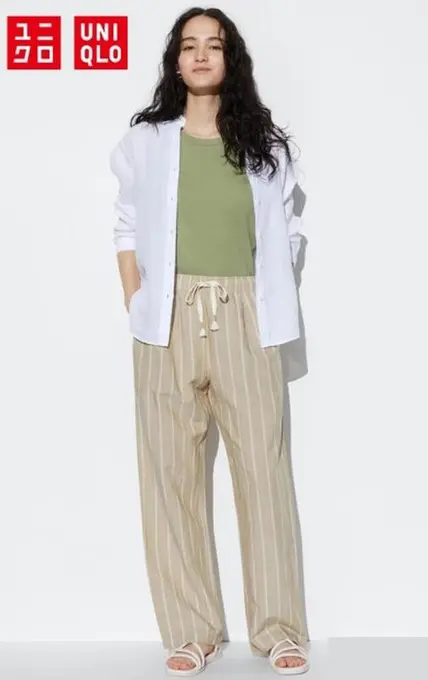 Штани з лляної суміші easy uniqlo