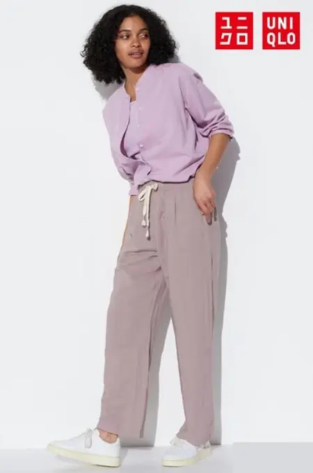 Штани з лляної суміші easy uniqlo