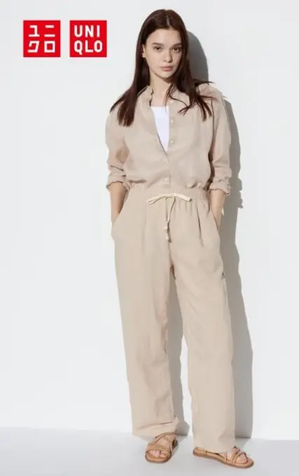 Штани з лляної суміші easy uniqlo