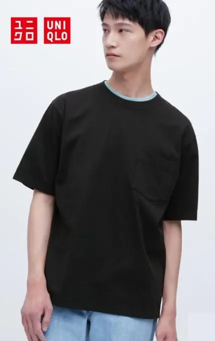 Чорна футболка slub cotton uniqlo