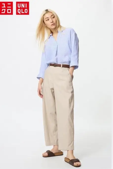 Штани з суміші льону uniqlo